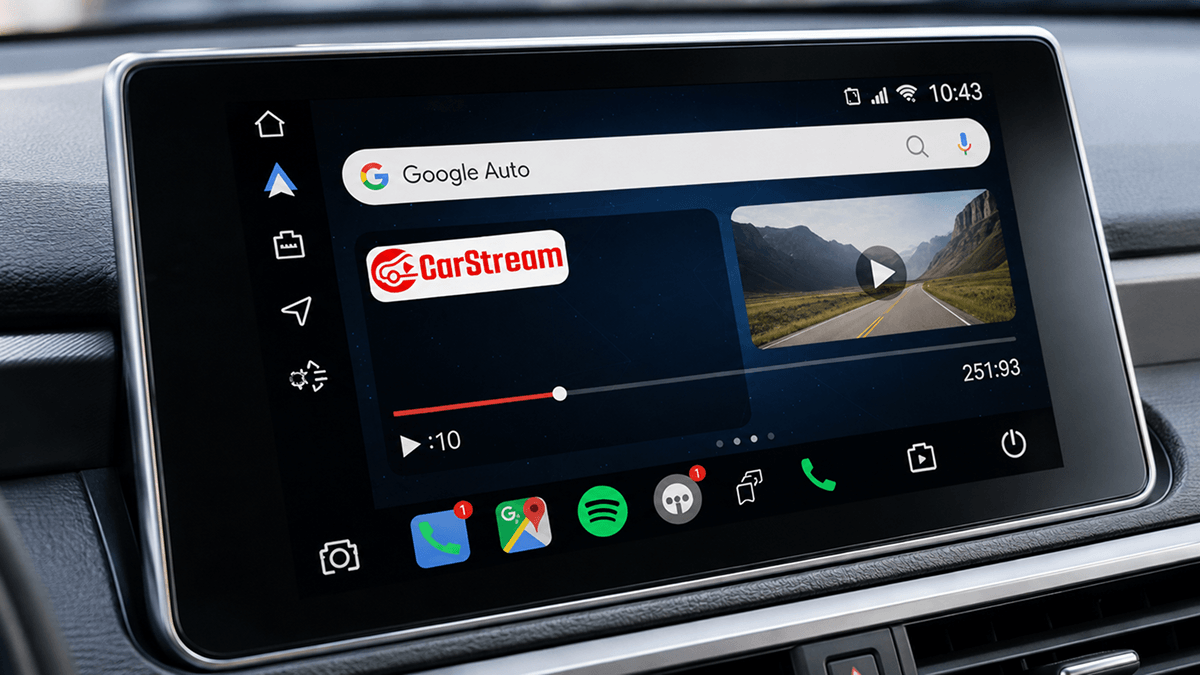 Carstream APK streaming YouTube on Android Auto car screen